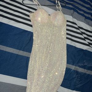 Iridescent bodycon midi dress